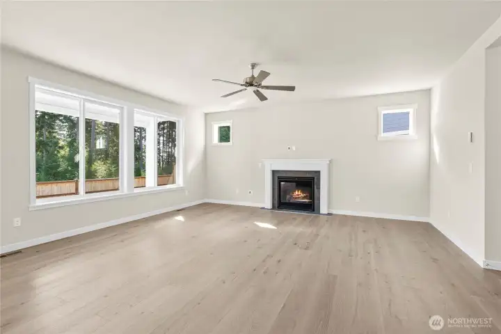 Living room shown with upgraded flooring