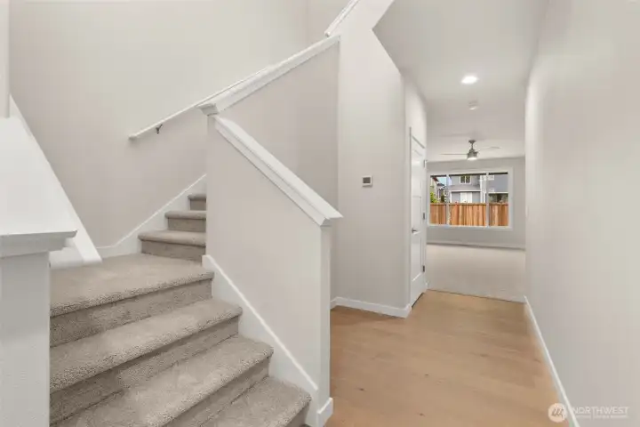 Spacious stairs to the second floor