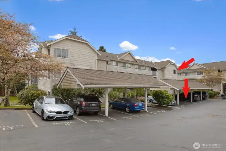 Top floor End Unit with easy parking out front.