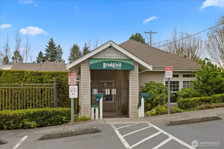 Secure building with mail boxes inside.