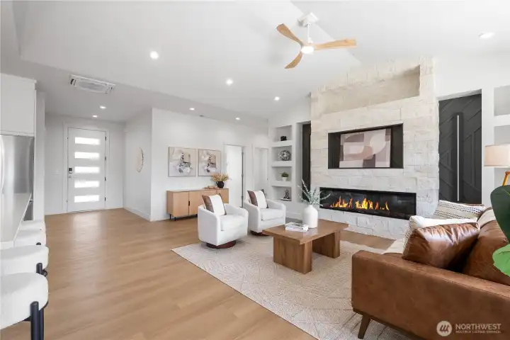 Impressive tall entrance door, 3-point locking system. Upgraded recessed/flush ceiling Mini-Split.