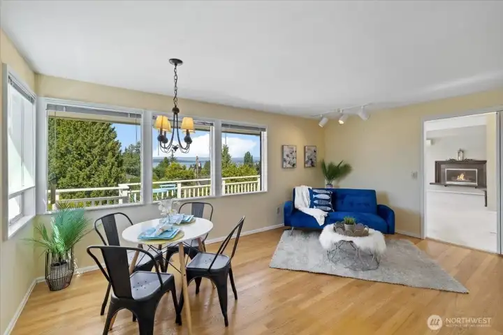 Kitchen with dining area and family room space