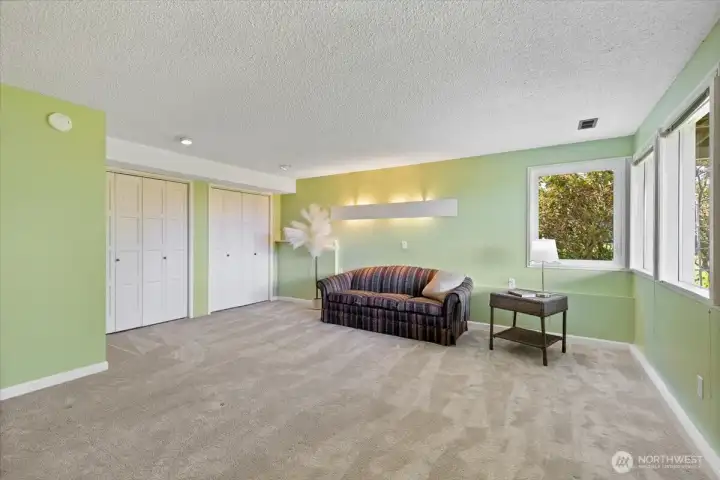 Huge lower level bedroom can be used in a multitude of ways