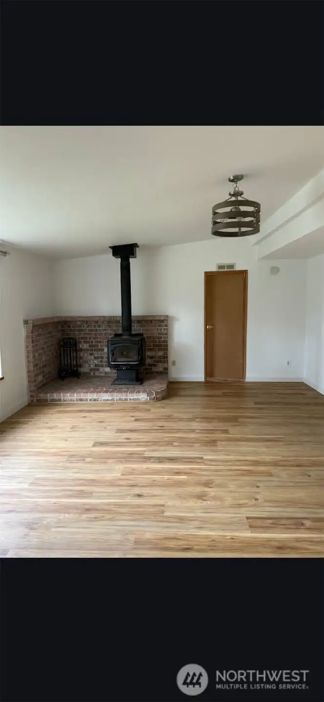 wood stove in living room