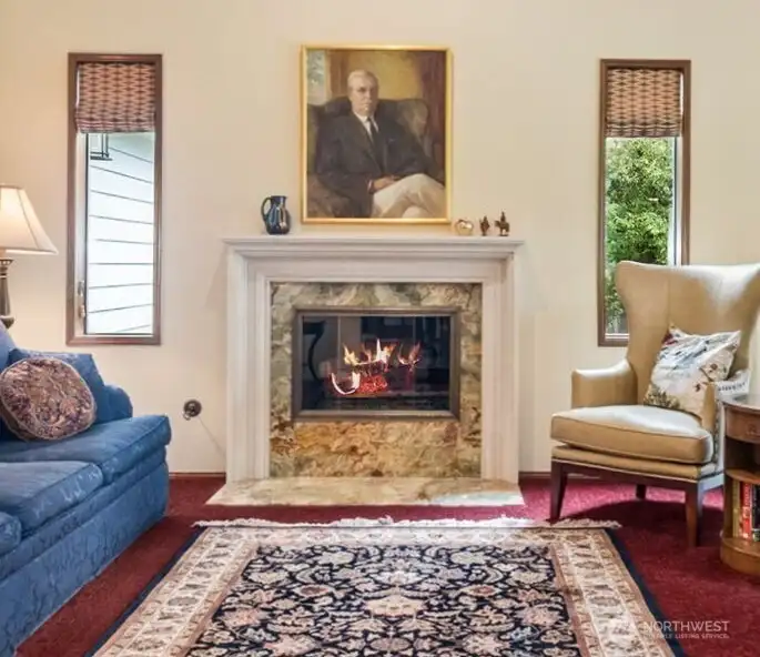 Here's a close up of the fireplace, it really is gorgeous! It was recently cleaned. Here's a close up of the fireplace, it really is gorgeous! It was recently cleaned.