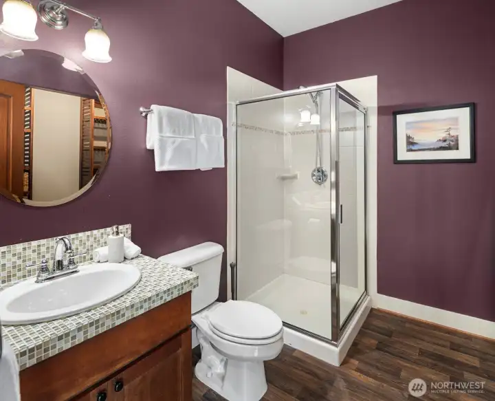 3/4 bathroom off bedroom #2.