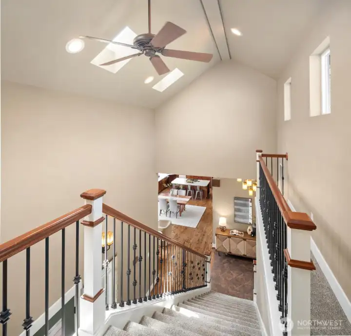 Skylights bring in more natural lighting.