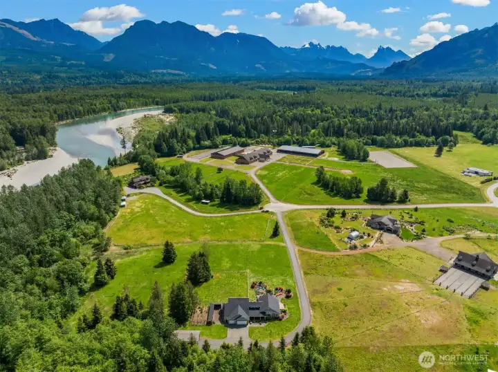 Aerial view of property- Gorgeous display of the Skykomish and Cascades.