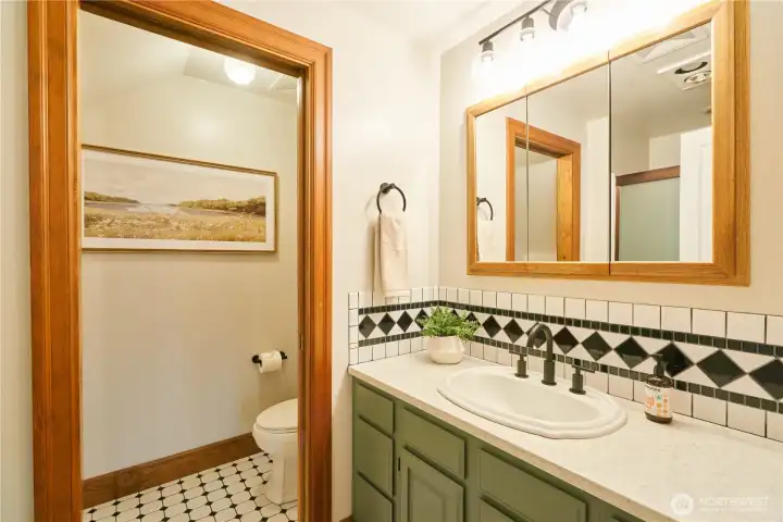 This is the master bathroom, toilet is private, large shower is out of the picture to the left. This is the master bathroom, toilet is private, large shower is out of the picture to the left.
