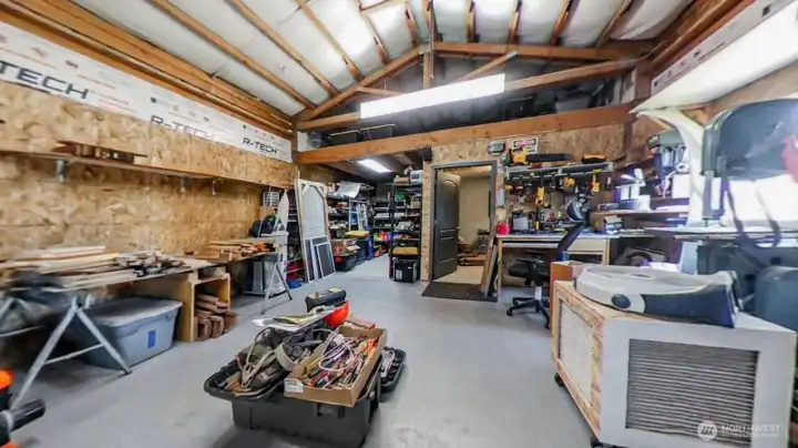 Shop interior with office space and extra loft storage