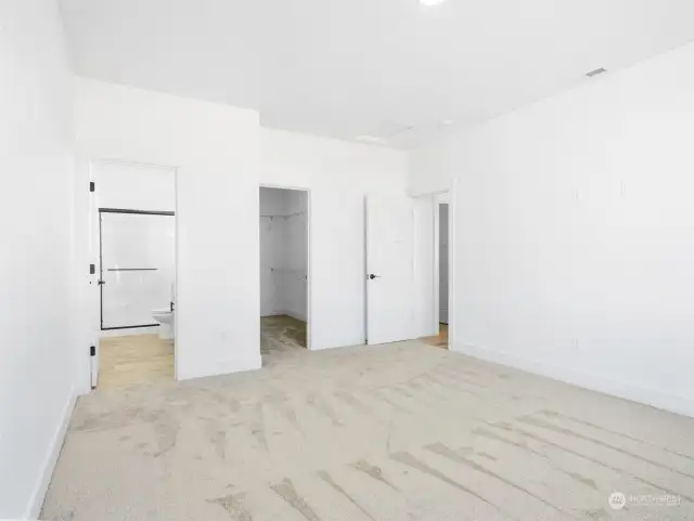 Primary bedroom with walk in closet and bathroom.