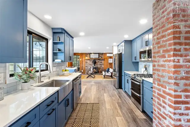 Exposed real brick in kitchen.