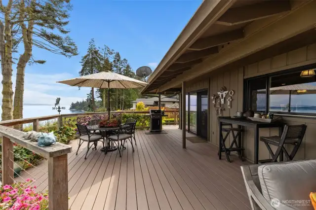 Wrap-around deck accessed from the Living Room.