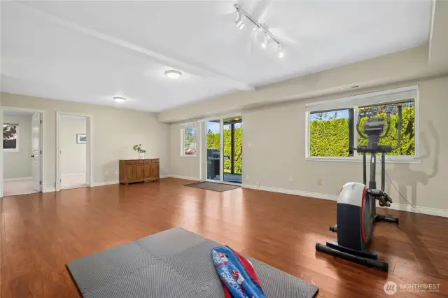 Huge lower level. EZ care Wood laminate floors