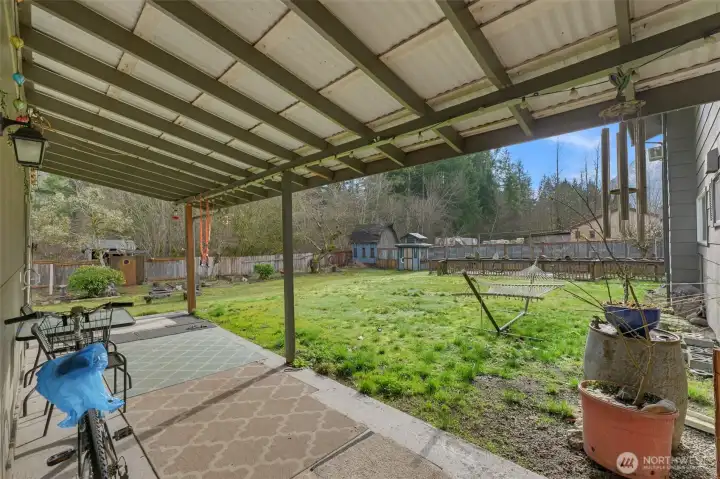 Back patio with canning room
