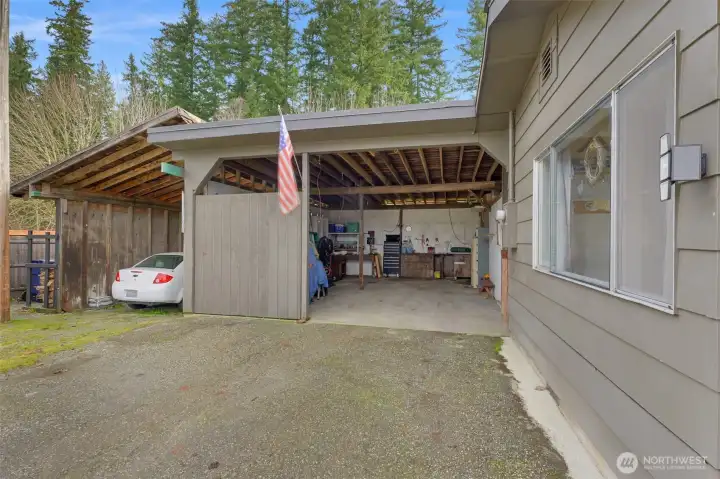 Looking towards oversized carport