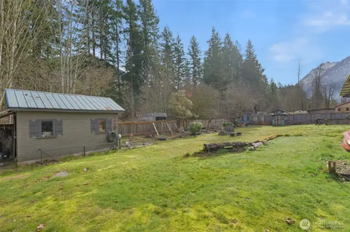 Backyard with shop