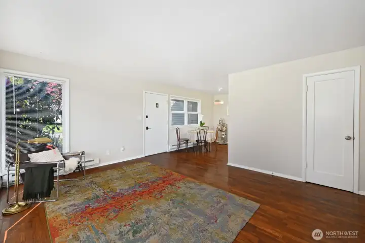 Living room and dining area.
