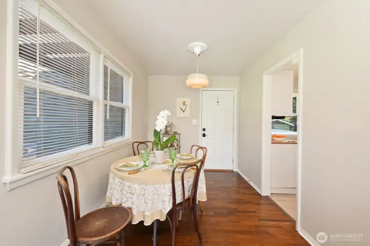 Space to dine. The door leads to the carport.