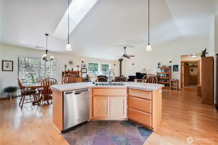 Keep an eye on the activity while prepping and doing dishes.