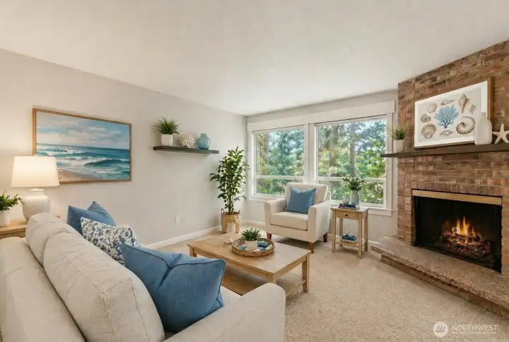 Virtual staging in living room.