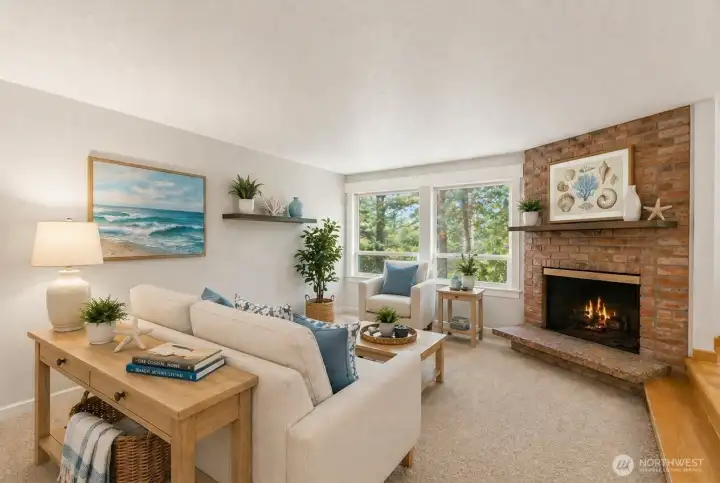 Virtual staging in living room.