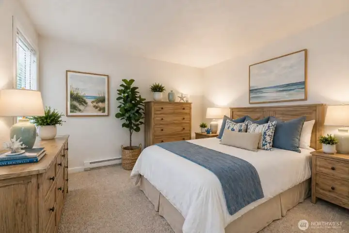 Virtual staging in primary bedroom.