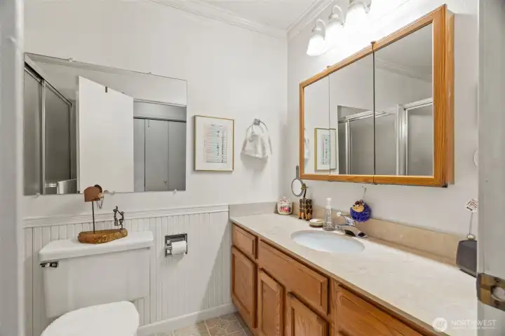 Primary bath with shower.