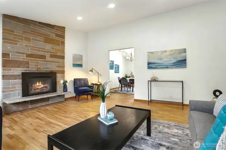 Spectacular floor to ceiling fireplace