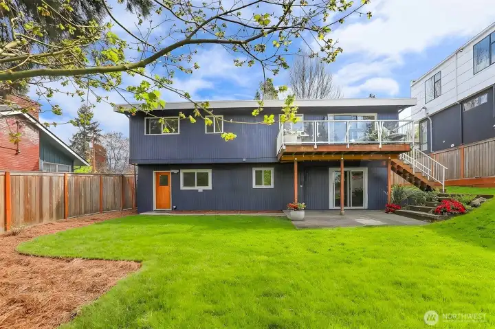 Park like setting in fenced back yard