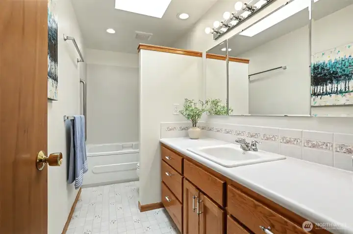 Full guest bath with skylights