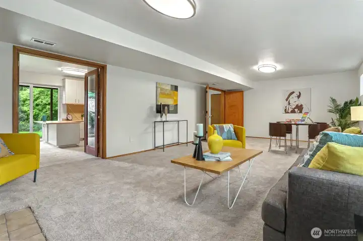 Step through the double doors to the large office space