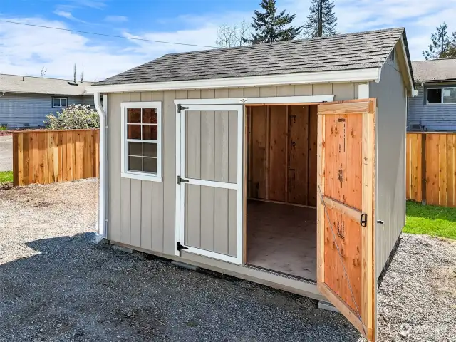 Brand new shed for your gardening tools, lawn mower, or just extra storage space.