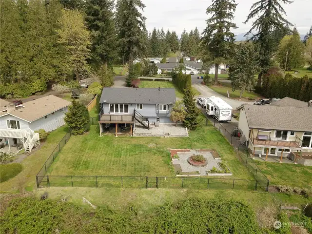 Aerial view of the back of home.
