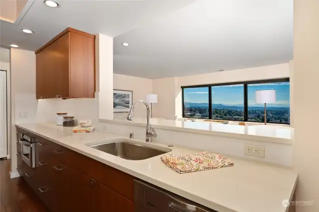 Roomy kitchen with south east views