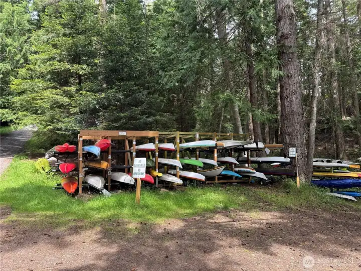 Spring Point common beach area allows for kayak storage.