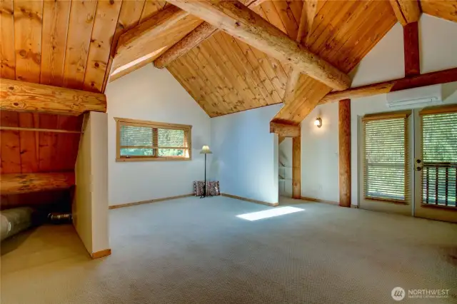 Spacious primary bedroom with storage/closet space.