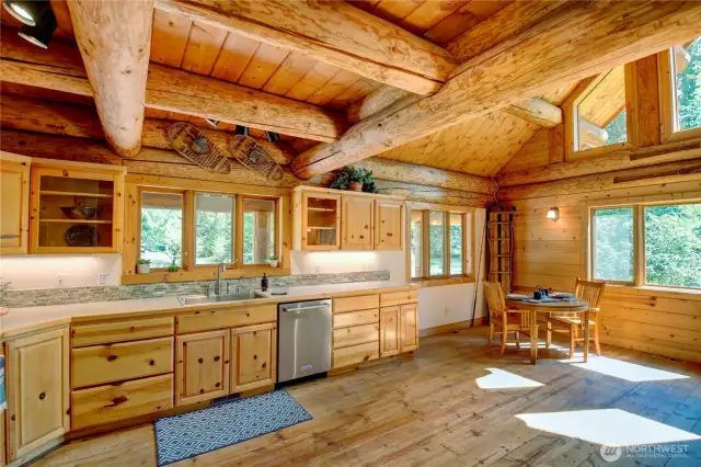 Spacious kitchen with beautiful pine all around!