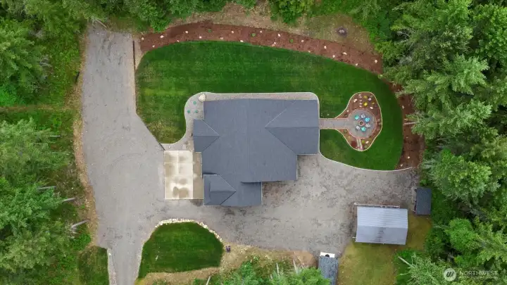 Aerial view of most of your new nearly 5 acre serene home! The possibilities are endless.