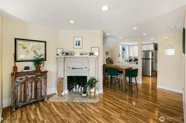 Nice wood burning fireplace.