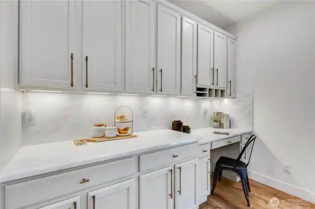 Elevated living with all the extra countertops and built in desk.