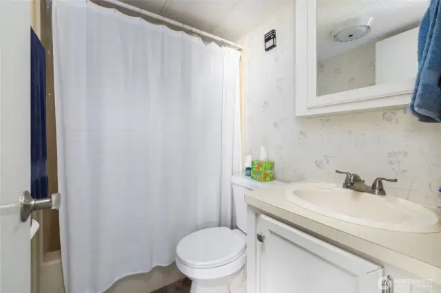 Full bath with new toilet