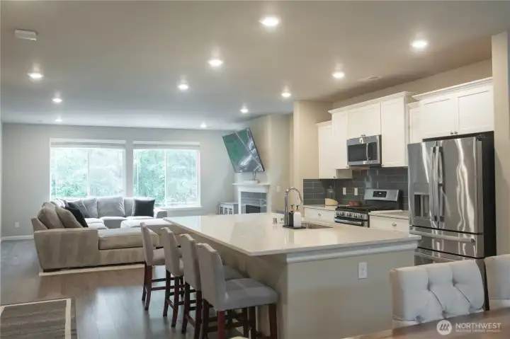 Spacious kitchen with a large island, perfect for meal prep and entertaining