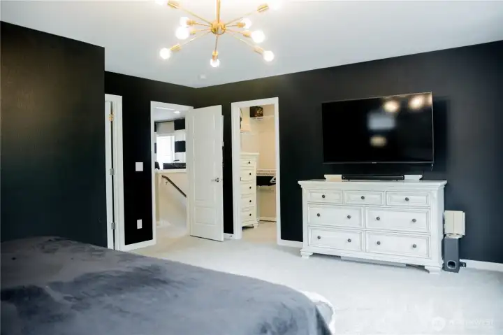 Spacious primary bedroom suite with walk-in closet