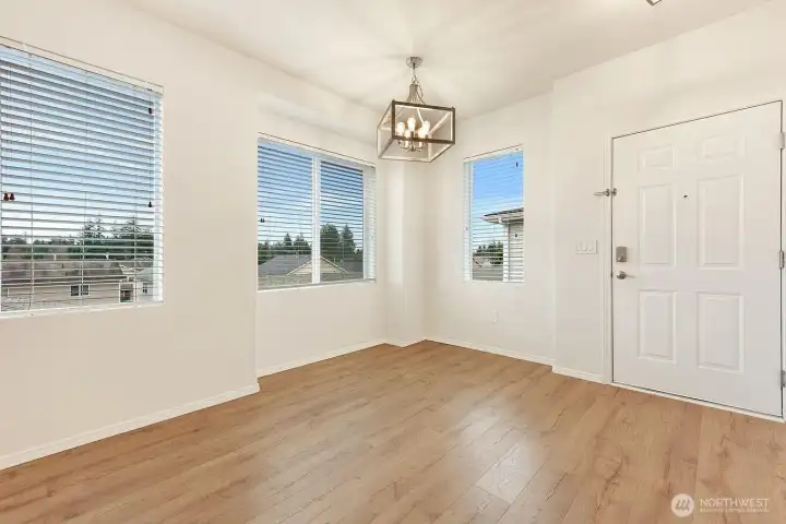 The big windows make the home bright!  New windows.  Front entry.