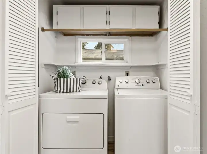 Laundry facility is off the kitchen area