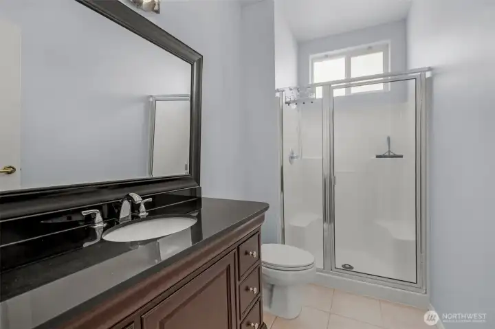 Bathroom on main next to bedroom