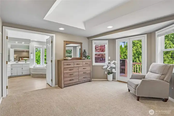 Primary bedroom with sitting area