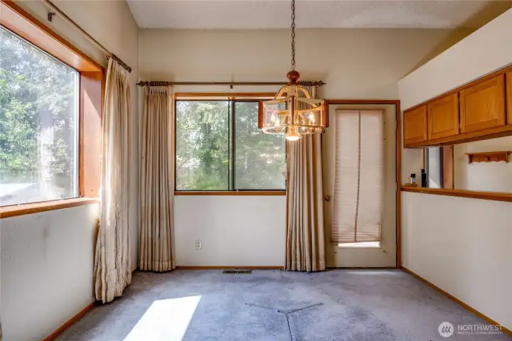 Dining room with back door to the back yard