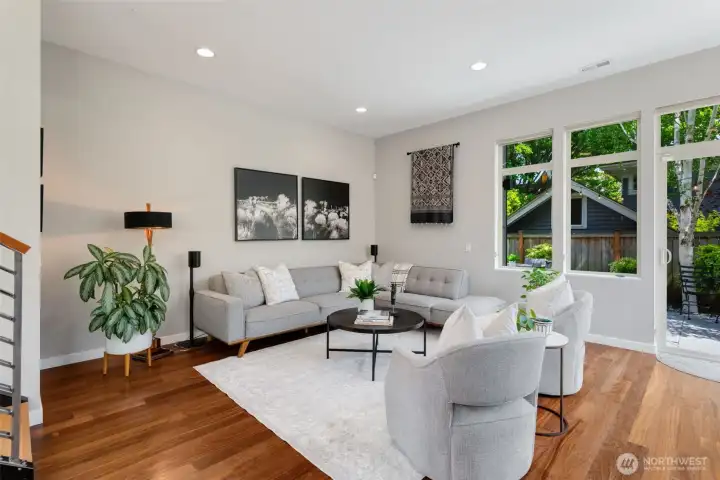 The great room has soaring ceilings and expansive windows The great room has soaring ceilings and expansive windows